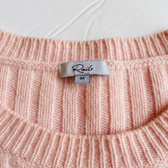 Rails Joelle Ribbed Sweater Wool Cashmere Blend Cropped Boxy Pink Size Medium - Picture 3 of 15